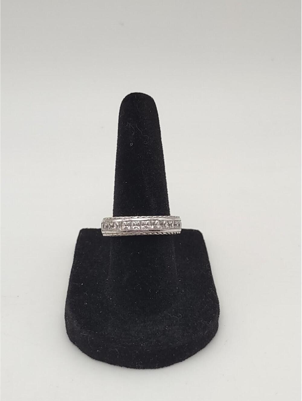 Judith Ripka Sterling Silver Princess Cut CZ Band Size 6